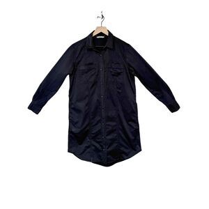 EVERLANE Black Button Up Long Sleeve Utility Shirt Dress Size 2 Pockets Size 8